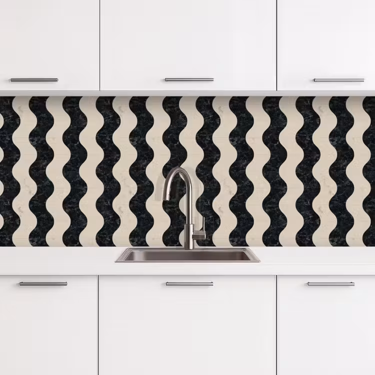 Keuken achterwand - Patroon - Marmer - Groen - Cremé — 4