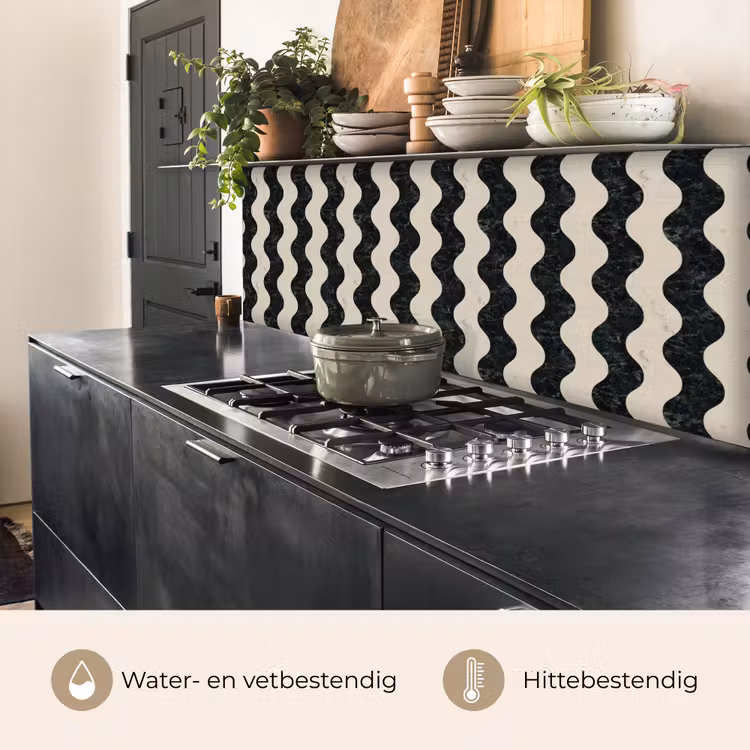 Keuken achterwand - Patroon - Marmer - Groen - Cremé — 5