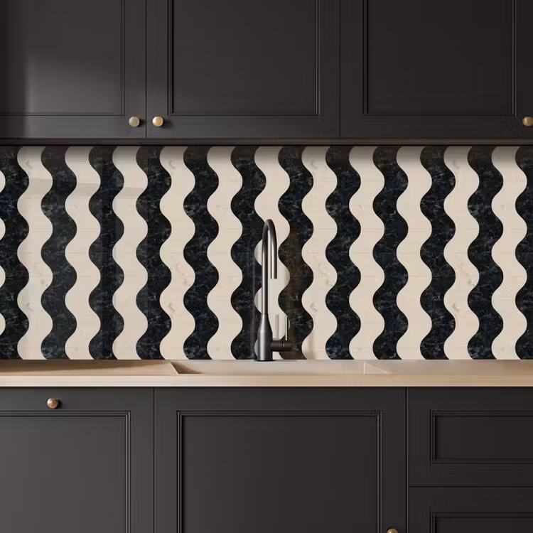 Keuken achterwand - Patroon - Marmer - Groen - Cremé — 6