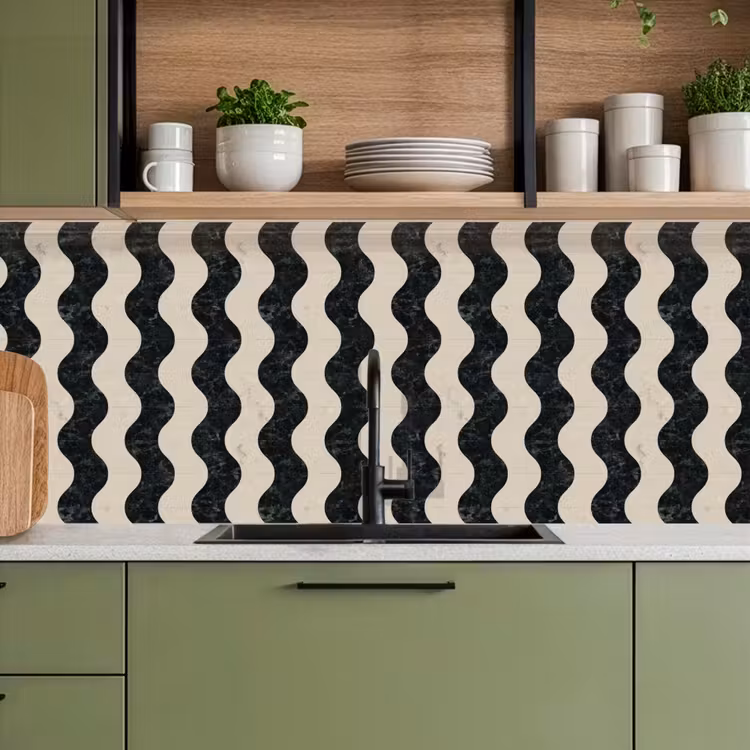 Keuken achterwand - Patroon - Marmer - Groen - Cremé — 8