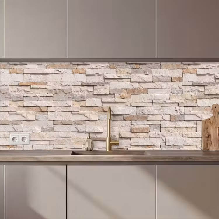 Keuken achterwand - Steen - Muur - Textuur - Rustiek - Beige — 1