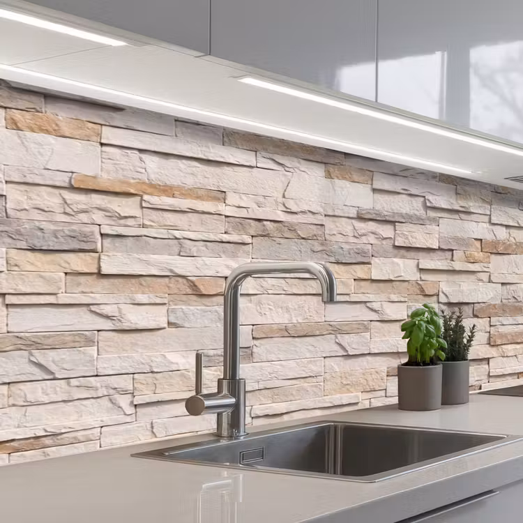 Keuken achterwand - Steen - Muur - Textuur - Rustiek - Beige — 2