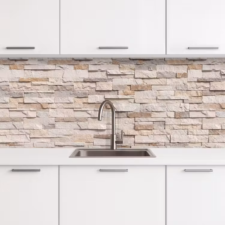 Keuken achterwand - Steen - Muur - Textuur - Rustiek - Beige — 4