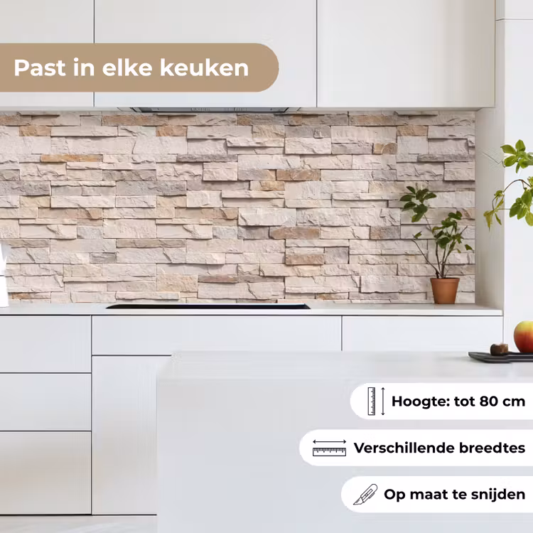Keuken achterwand - Steen - Muur - Textuur - Rustiek - Beige — 7