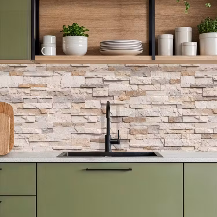Keuken achterwand - Steen - Muur - Textuur - Rustiek - Beige — 8
