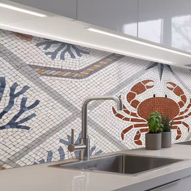 Keuken achterwand - Dier - Mozaïek - Zee - Klassiek - Bruin — 2