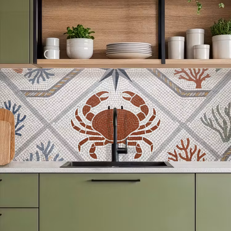 Keuken achterwand - Dier - Mozaïek - Zee - Klassiek - Bruin — 8