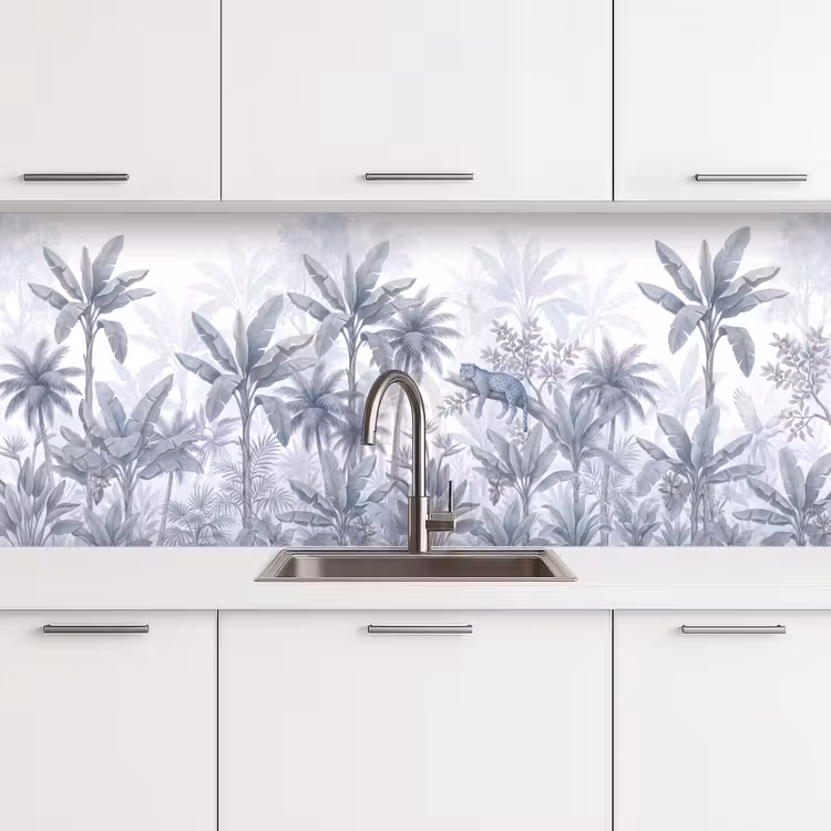 Keuken achterwand - Kat - Tropisch bos - Modern - Grijs — 4