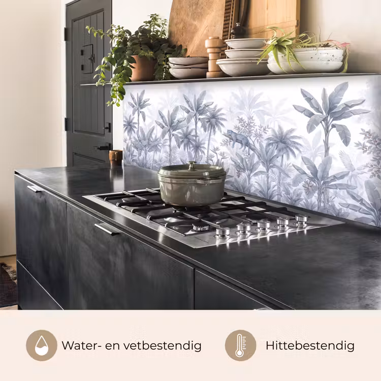 Keuken achterwand - Kat - Tropisch bos - Modern - Grijs — 5