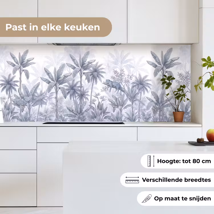 Keuken achterwand - Kat - Tropisch bos - Modern - Grijs — 7