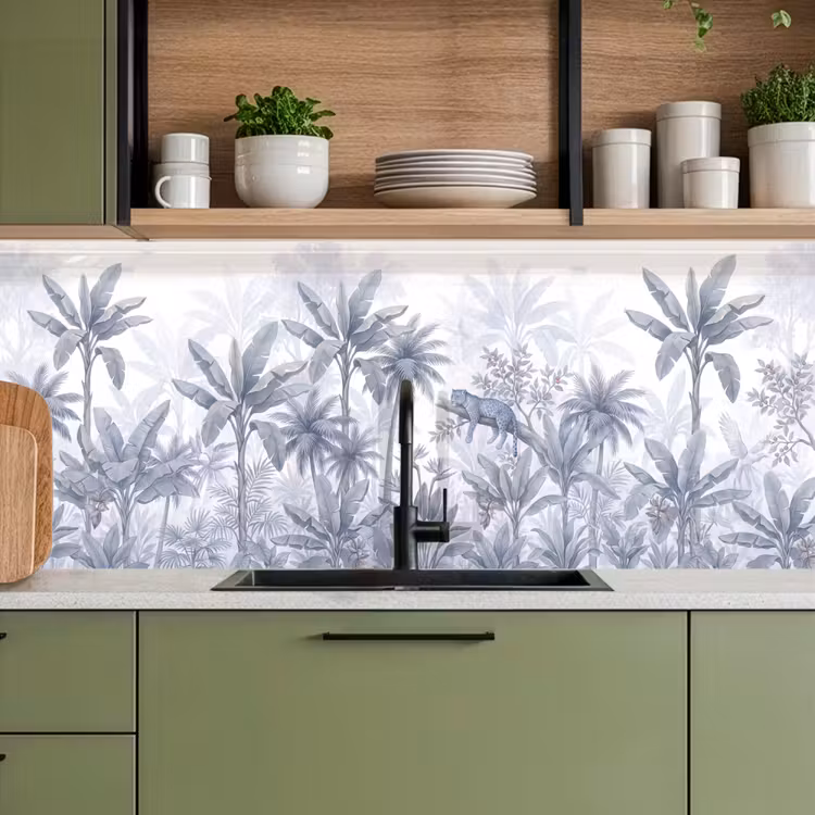 Keuken achterwand - Kat - Tropisch bos - Modern - Grijs — 8