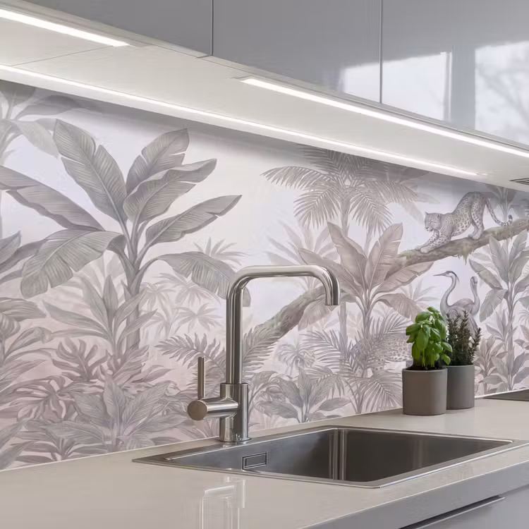 Keuken achterwand - Kat - Vogel - Jungle - Illustratie - Dieren — 2