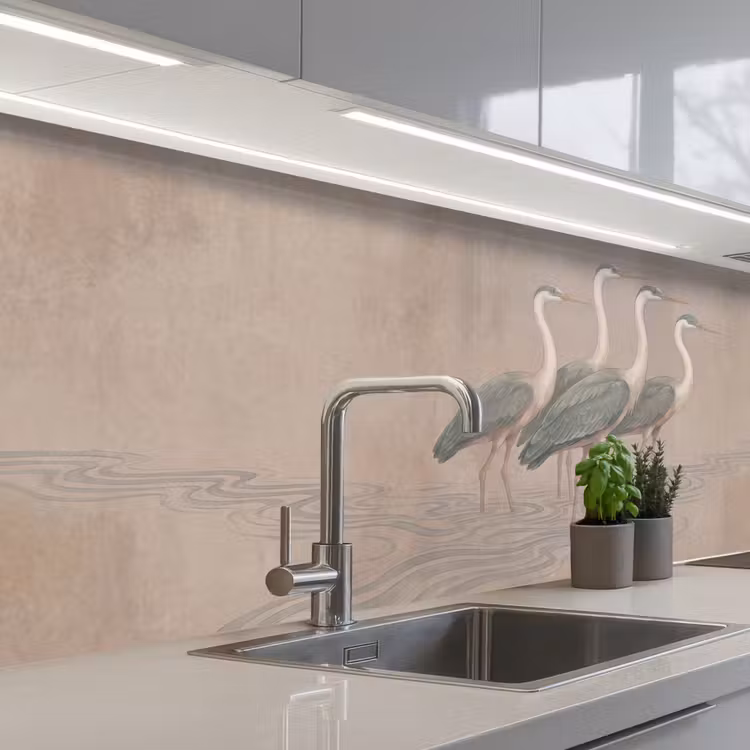 Keuken achterwand - Vogel - Water - Natuur - Vintage — 2