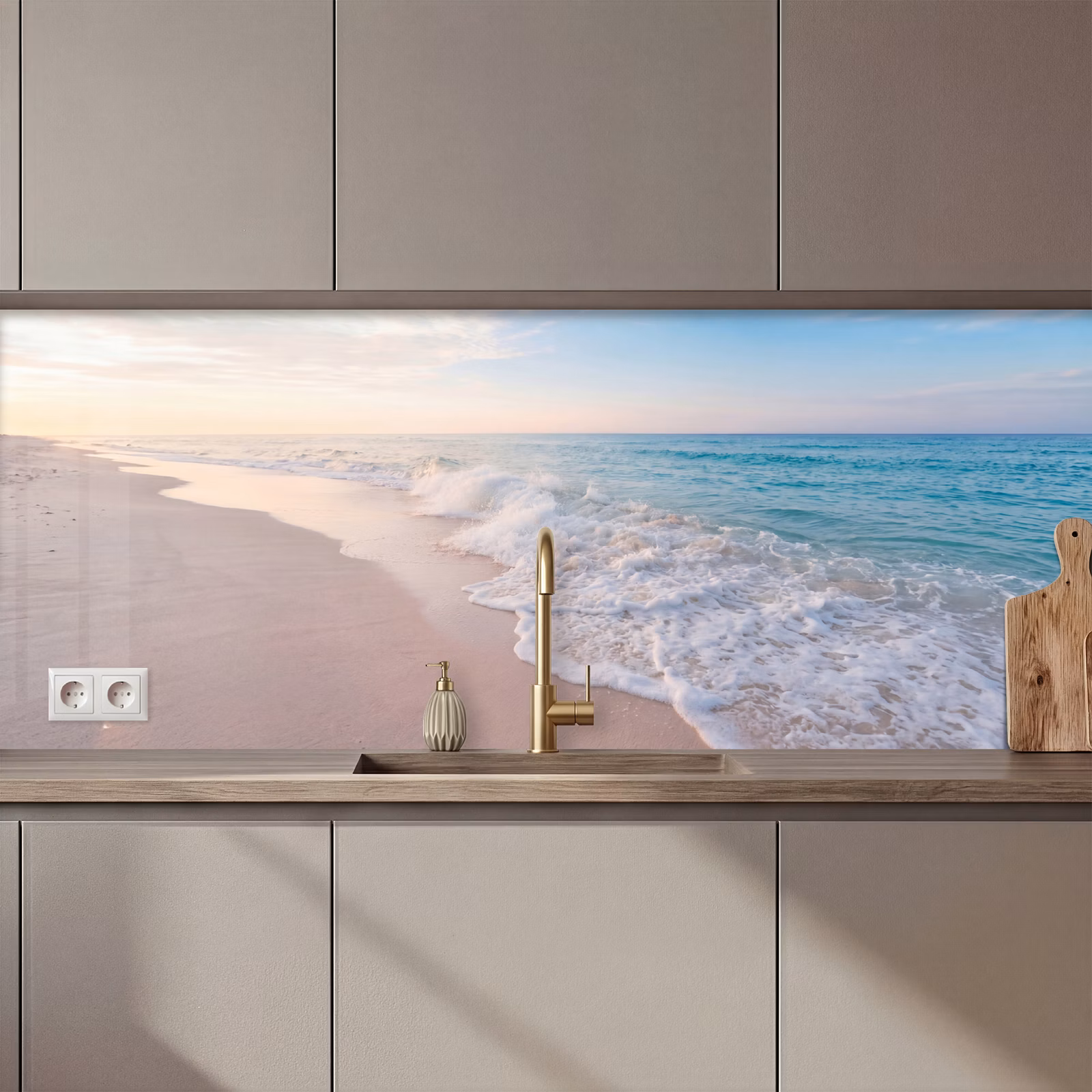 Keuken achterwand - Zee - Golven - Strand - Natuur - Wit — 1