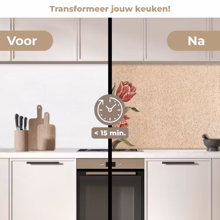 Keuken achterwand - Bloemen - Mozaïek - Rood - Groen - Kunst — 3