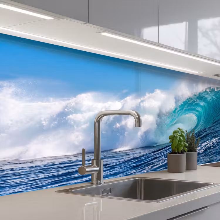 Keuken achterwand - Golf - Oceaan - Water - Dynamisch - Blauw — 2
