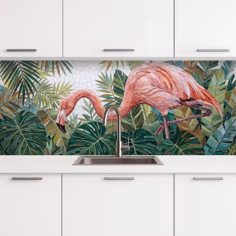 Keuken achterwand - Natuur - Bladeren - Abstract - Groen - Vogel — 4