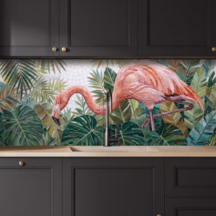 Keuken achterwand - Natuur - Bladeren - Abstract - Groen - Vogel — 6
