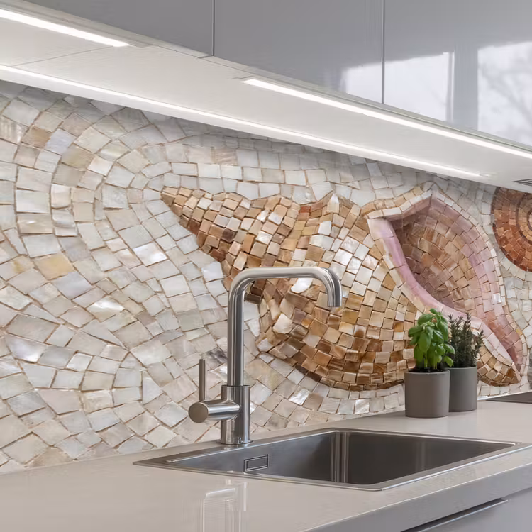 Keuken achterwand - Schelp - Mozaïek - Zee - Beige - Modern — 2
