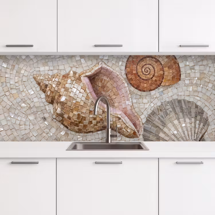 Keuken achterwand - Schelp - Mozaïek - Zee - Beige - Modern — 4