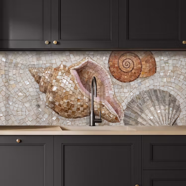 Keuken achterwand - Schelp - Mozaïek - Zee - Beige - Modern — 6