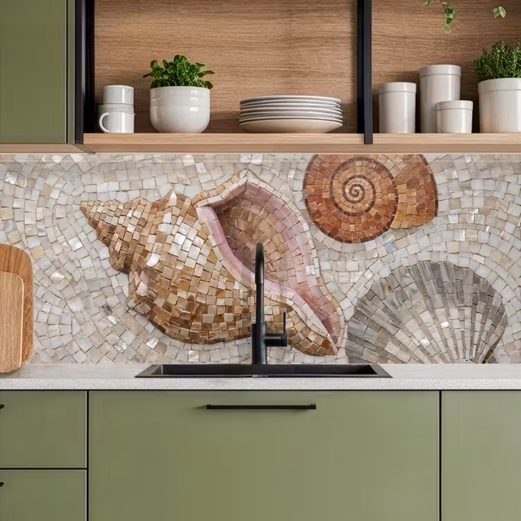 Keuken achterwand - Schelp - Mozaïek - Zee - Beige - Modern — 8