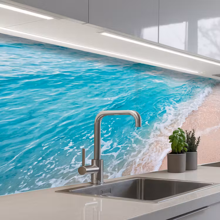 Keuken achterwand - Strand - Zee - Golf - Natuur - Blauw — 2