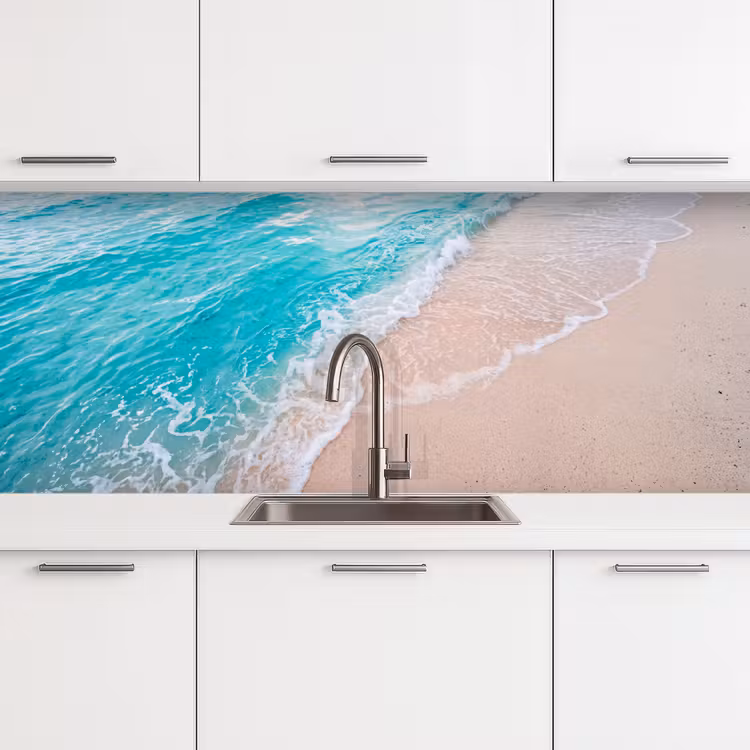 Keuken achterwand - Strand - Zee - Golf - Natuur - Blauw — 4