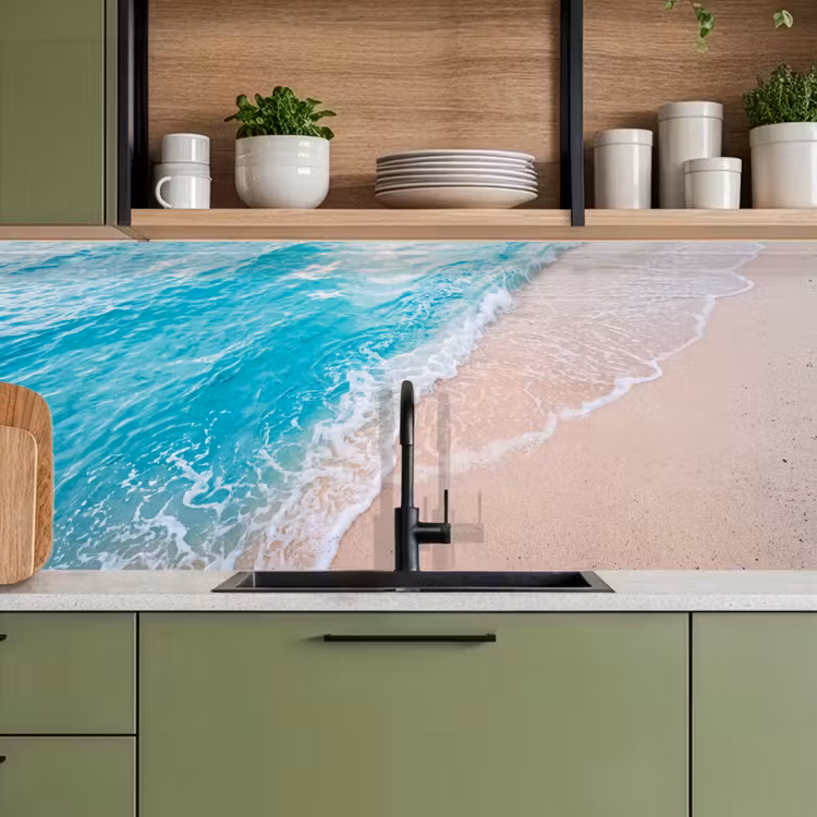 Keuken achterwand - Strand - Zee - Golf - Natuur - Blauw — 8