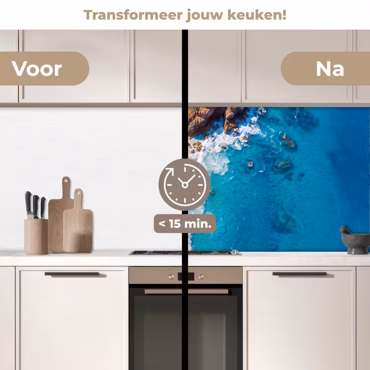 Keuken achterwand - Strand - Zee - Rotsen - Natuur - Blauw — 3