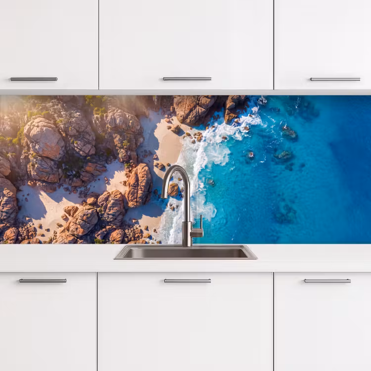 Keuken achterwand - Strand - Zee - Rotsen - Natuur - Blauw — 4