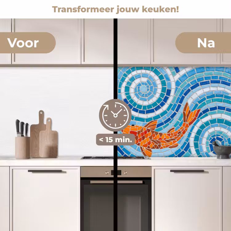 Keuken achterwand - Vis - Mozaïek - Water - Decoratief - Blauw — 3
