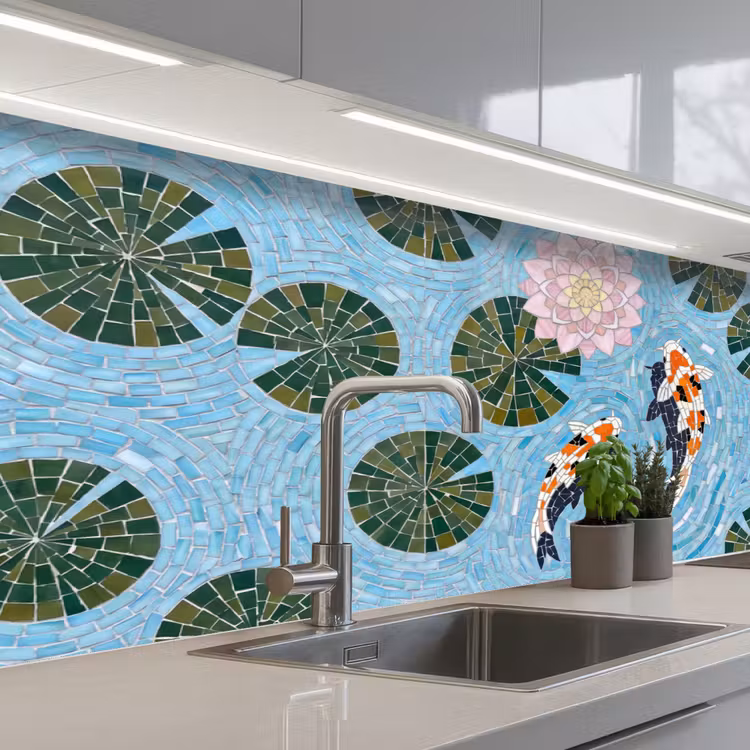Keuken achterwand - Vis - Water - Natuur - Mozaïek - Blauw — 2