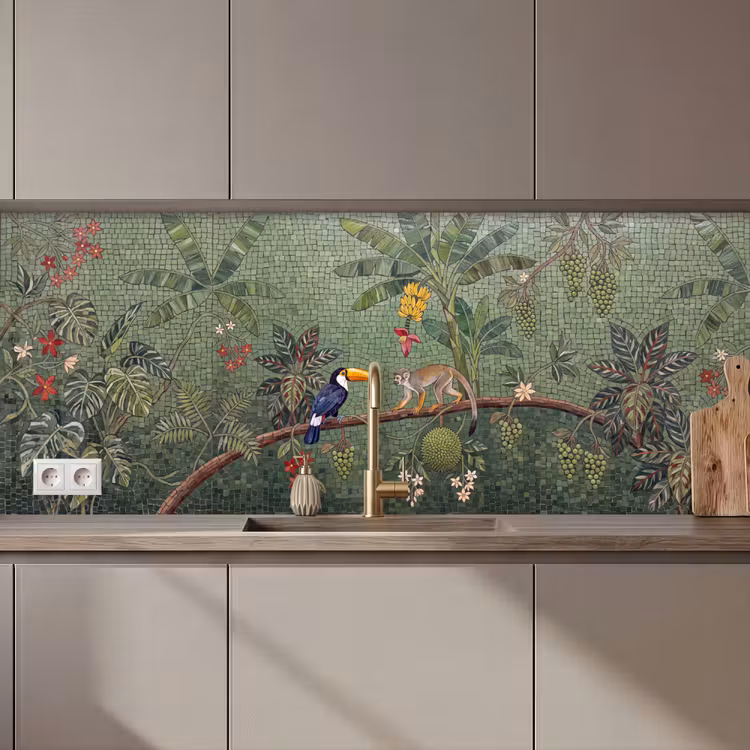 Keuken achterwand - Vogel - Dier - Jungle - Mozaïek - Natuur — 1
