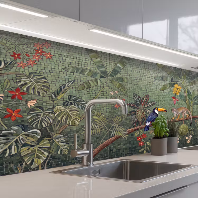 Keuken achterwand - Vogel - Dier - Jungle - Mozaïek - Natuur — 2