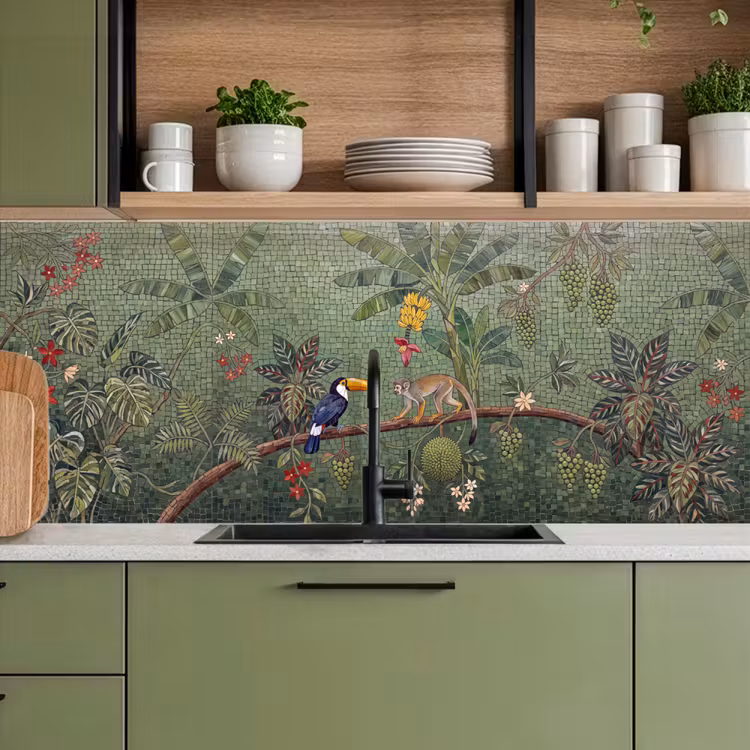 Keuken achterwand - Vogel - Dier - Jungle - Mozaïek - Natuur — 8