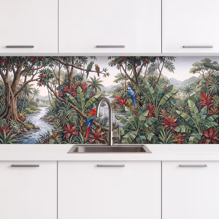 Keuken achterwand - Vogel - Jungle - Natuur - Mozaïek - Groen — 4
