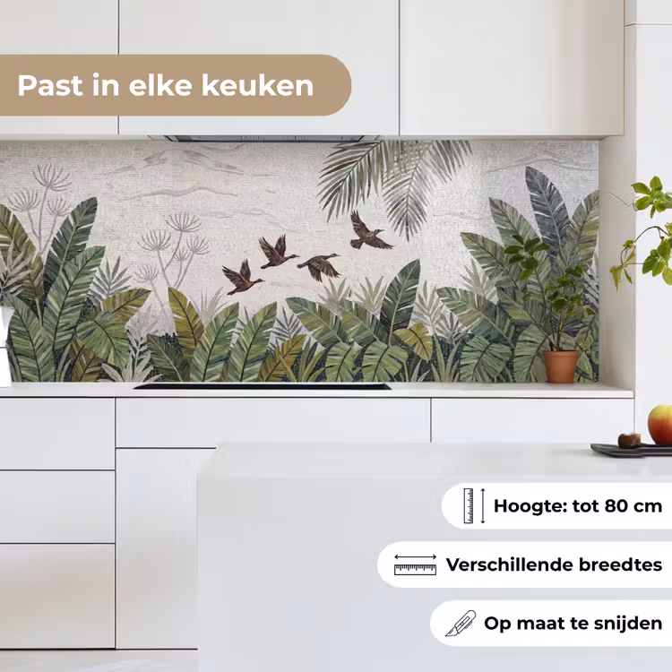 Keuken achterwand - Vogel - Vliegend - Tropisch - Mozaïek - Groen — 7