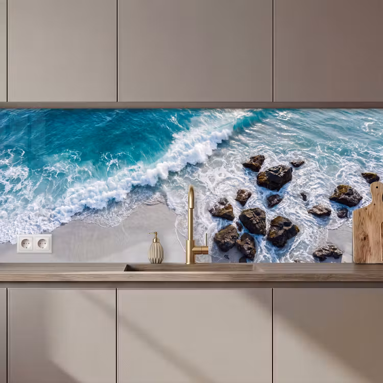Keuken achterwand - Zee - Golf - Strand - Natuur - Blauw — 1