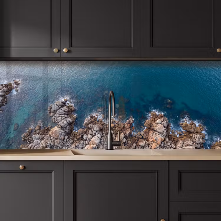 Keuken achterwand - Zee - Kustlijn - Natuur - Abstract - Blauw — 6
