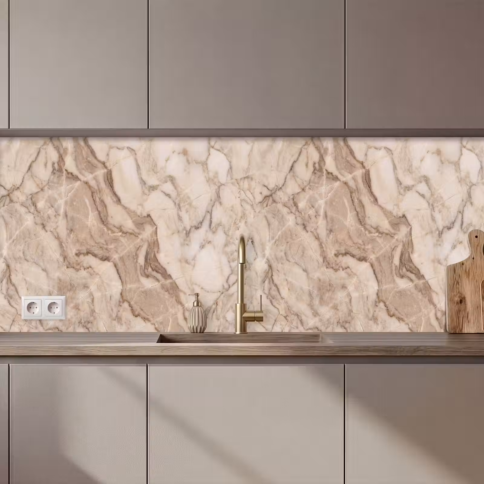 Keuken achterwand - Marmer - Aderen - Textuur - Beige - Modern — 1