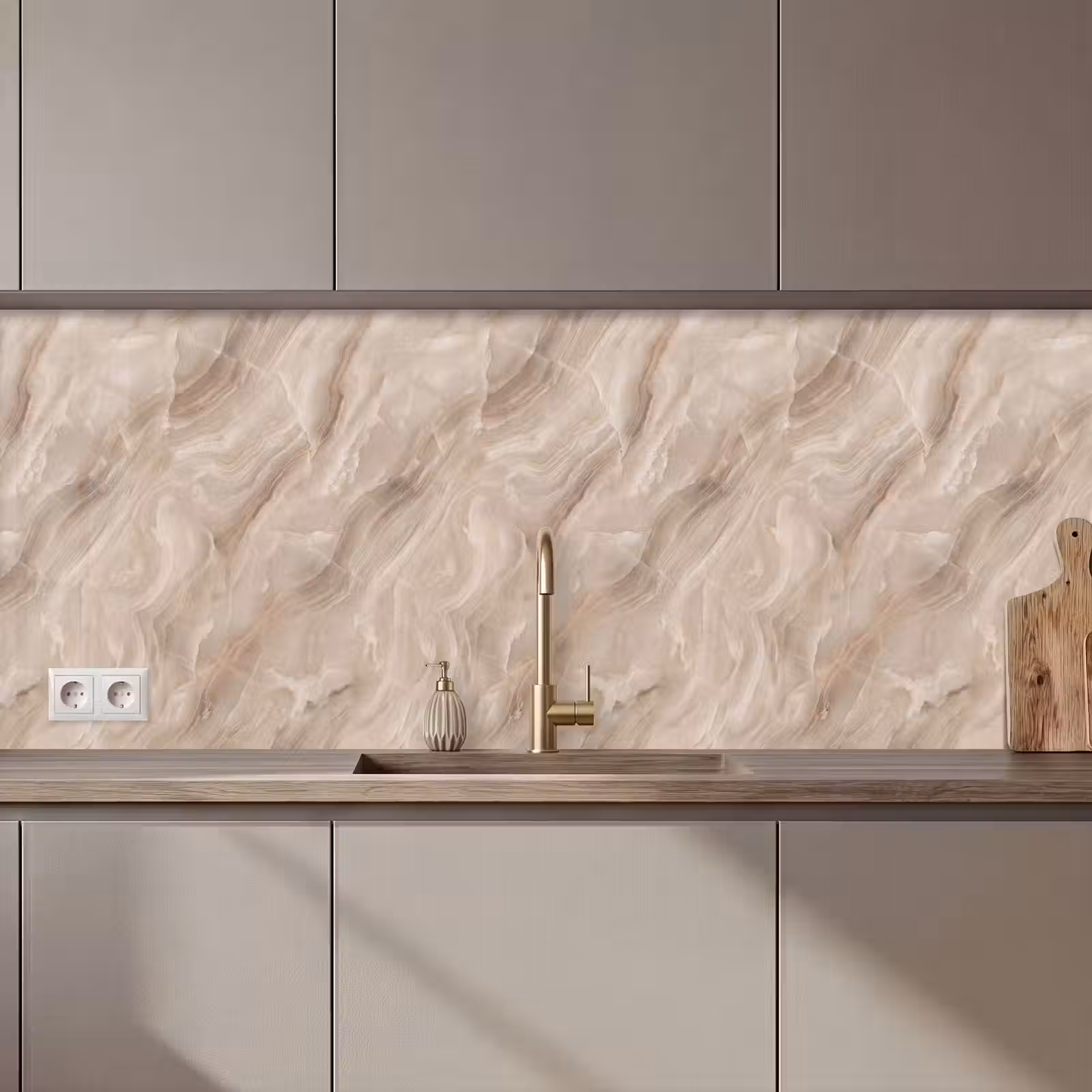 Keuken achterwand - Steen - Golvend - Abstract - Beige — 1