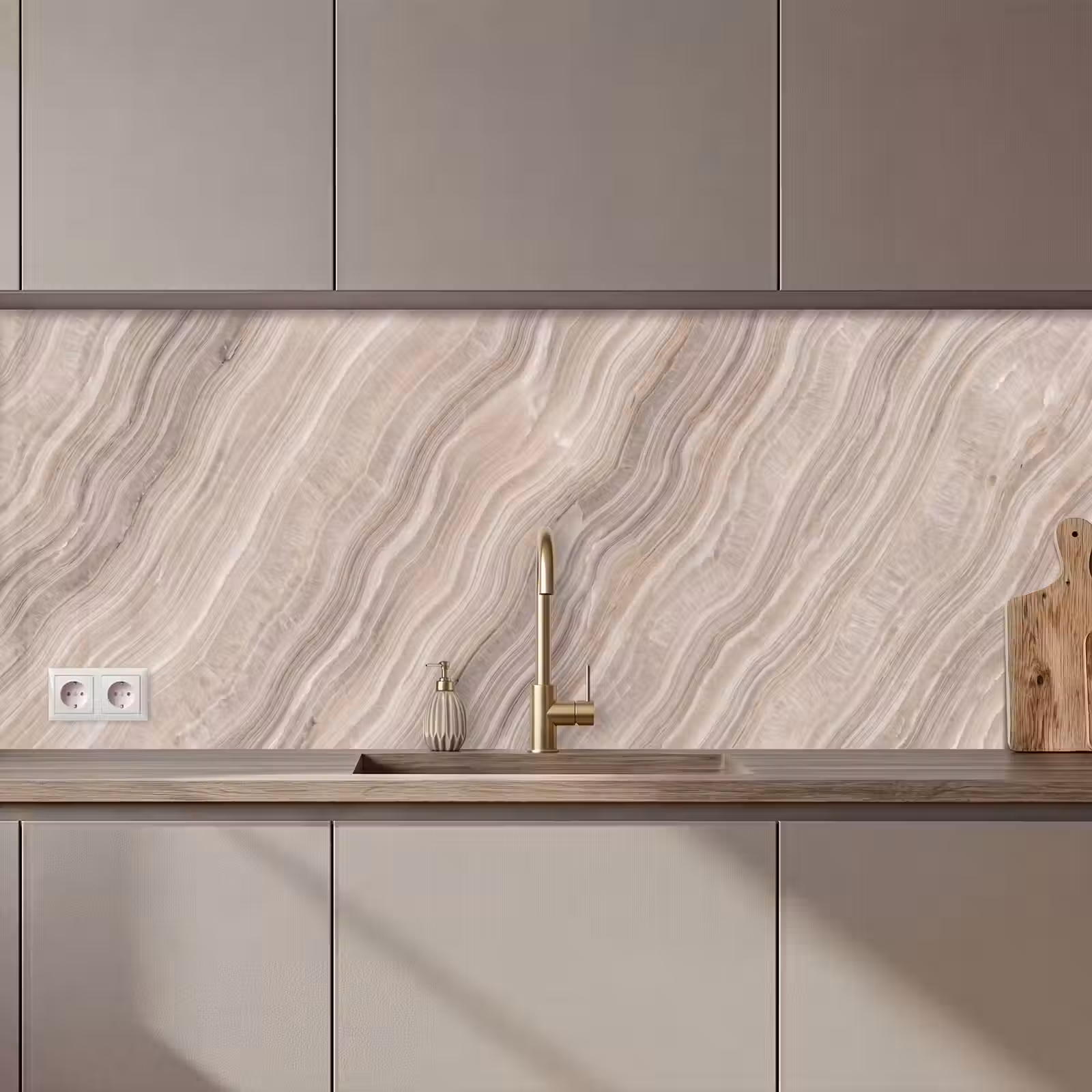 Keuken achterwand - Textuur - Golvend - Abstract - Modern - Beige — 1