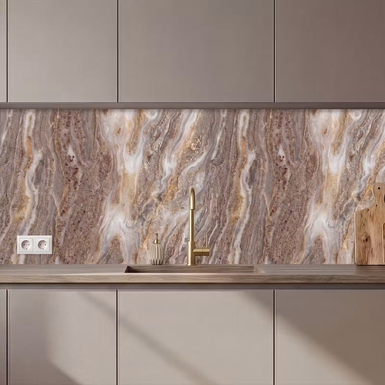 Keuken achterwand - Textuur - Steen - Abstract - Beige — 1