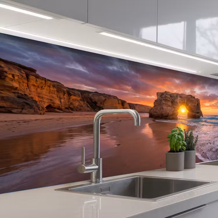 Keuken achterwand - Kust - Rots - Zonsondergang - Zee - Natuur — 2