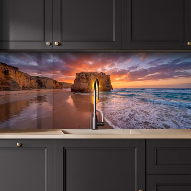 Keuken achterwand - Kust - Rots - Zonsondergang - Zee - Natuur — 6