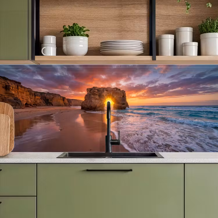 Keuken achterwand - Kust - Rots - Zonsondergang - Zee - Natuur — 8