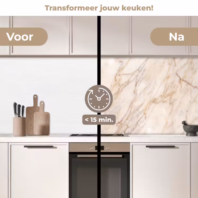 Keuken achterwand - Marmer - Ader - Abstract - Wit - Goud — 3