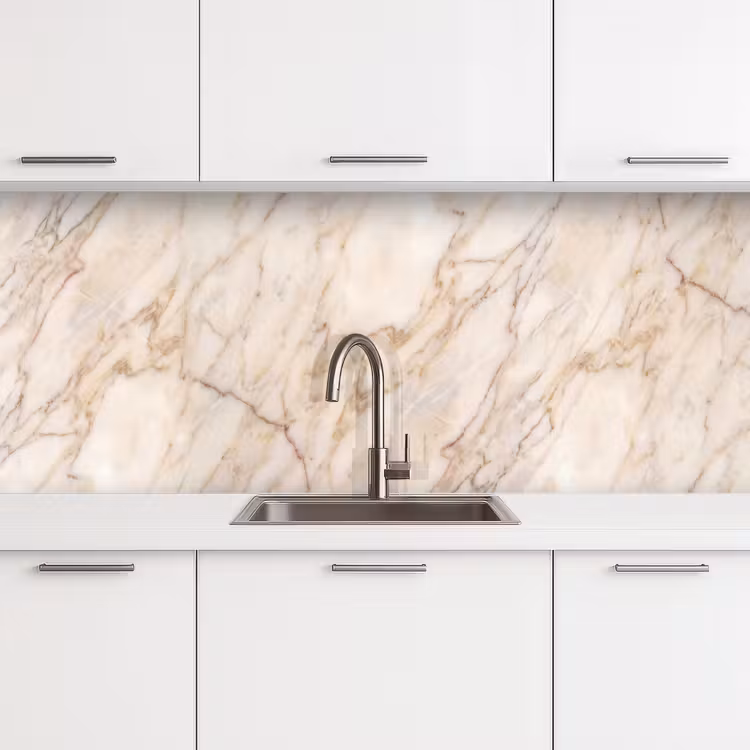 Keuken achterwand - Marmer - Ader - Abstract - Wit - Goud — 4