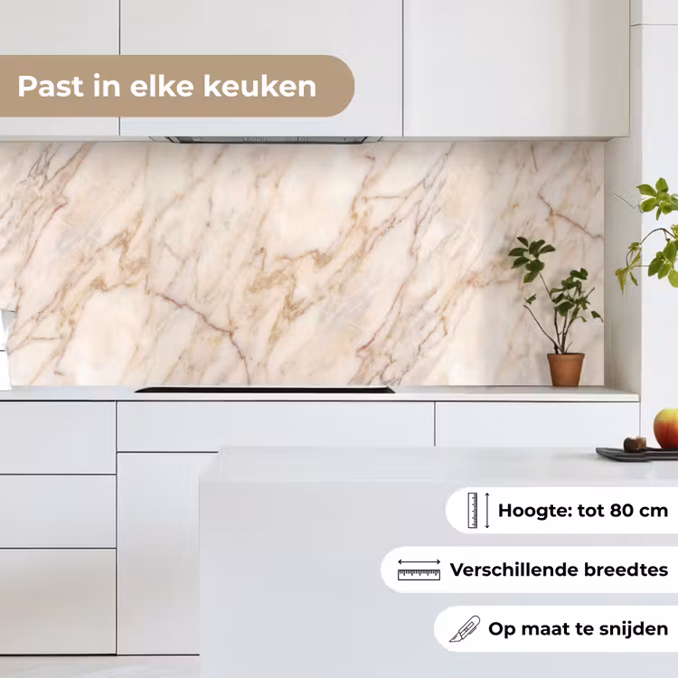 Keuken achterwand - Marmer - Ader - Abstract - Wit - Goud — 7